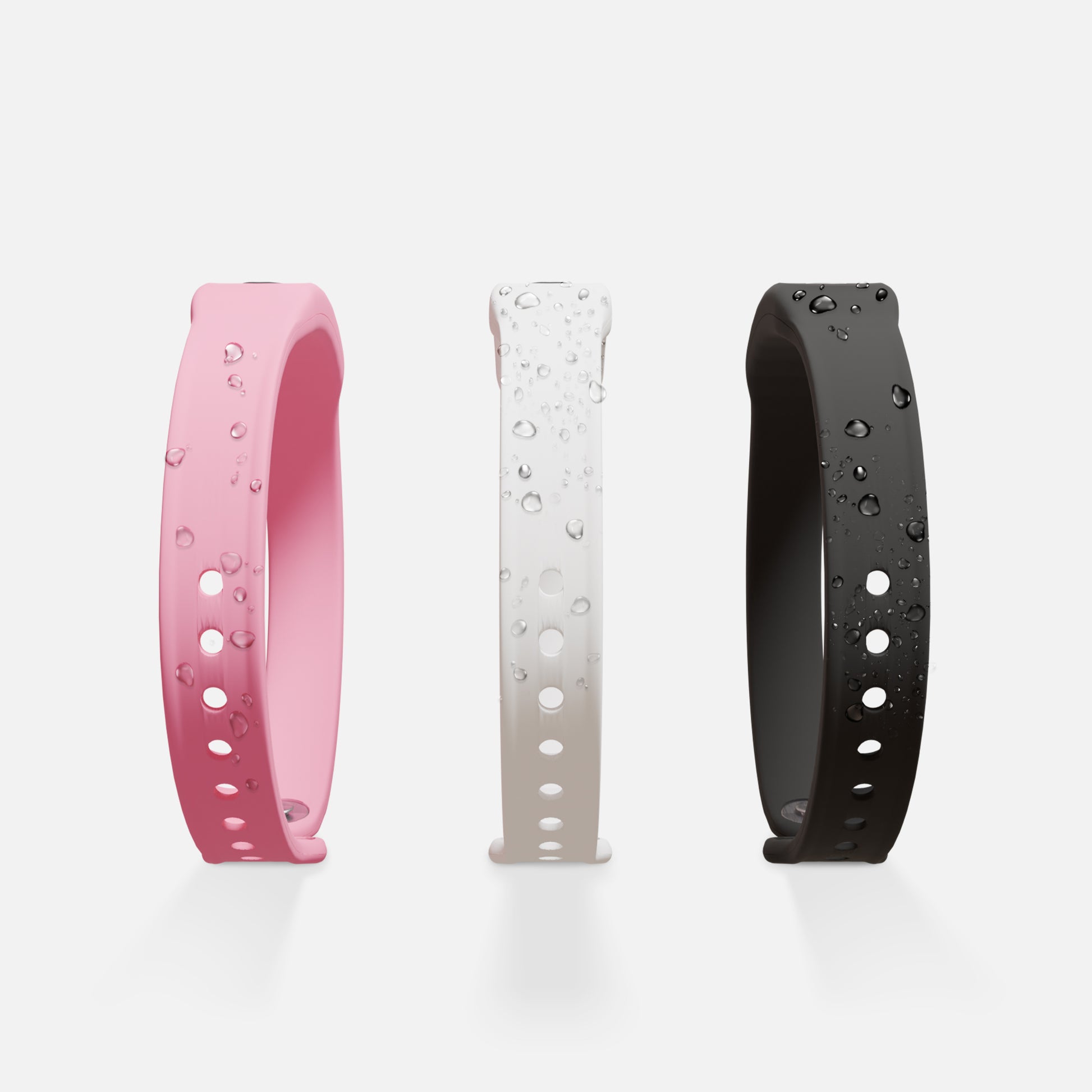 Three colorful wristbands on a white background